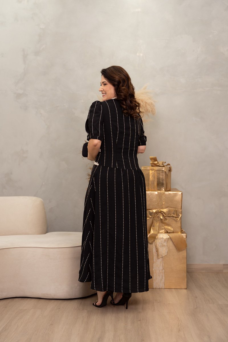 Vestido Longo Kauly Viscose Estampada Recortes Lastex Costas