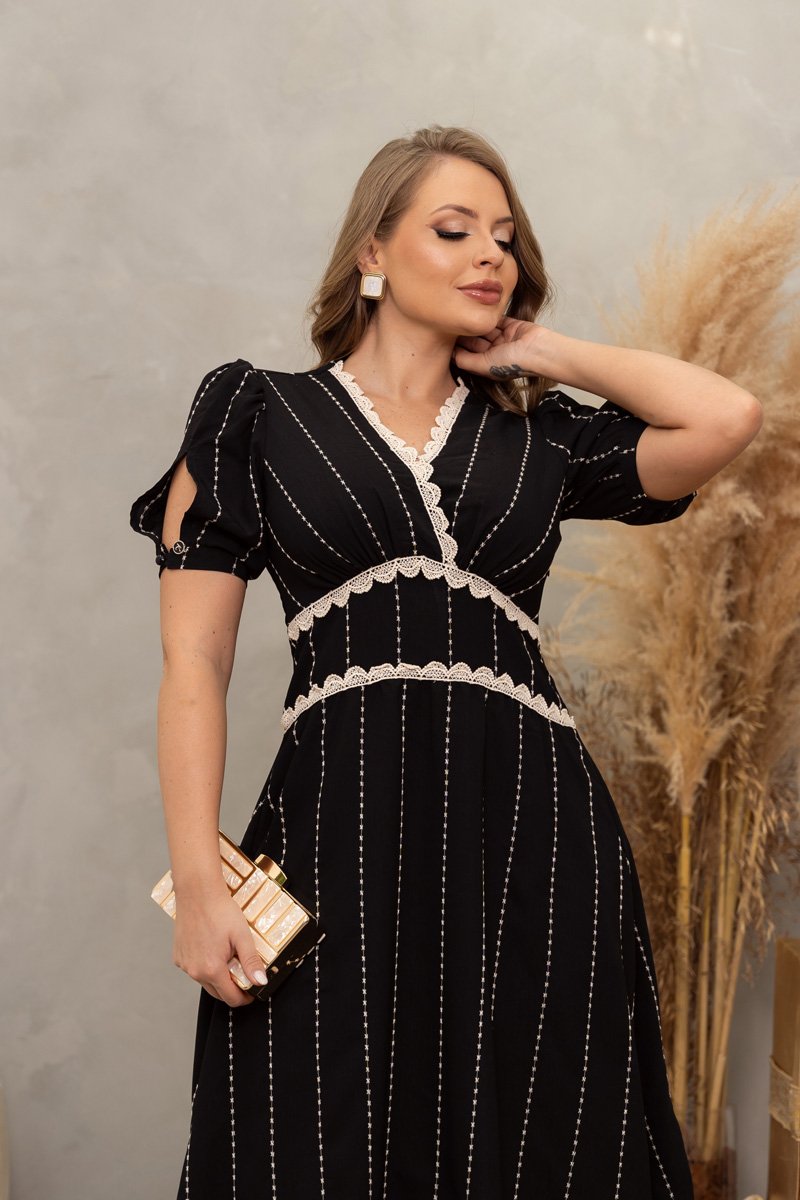 Vestido Longo Kauly Viscose Estampada Recortes Lastex Costas