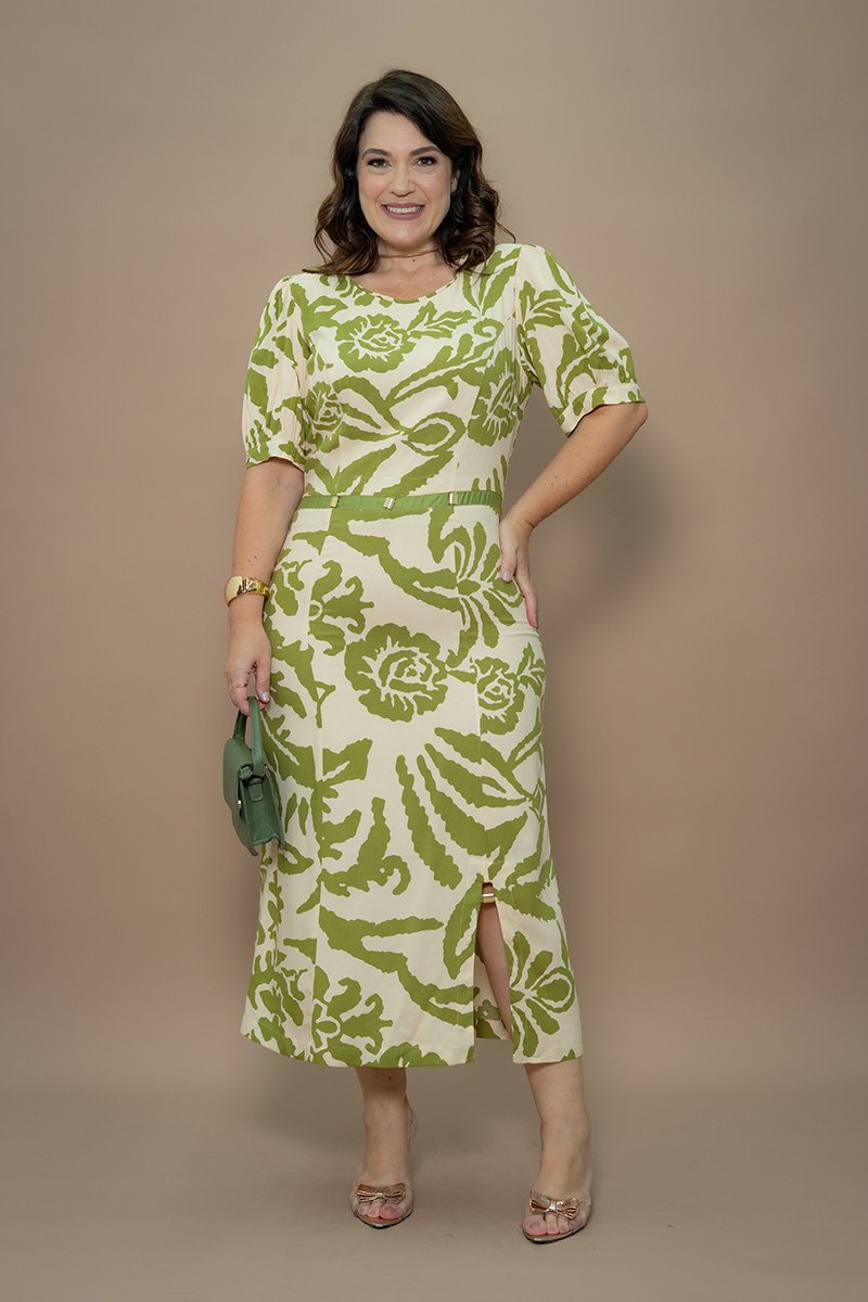 Chemise Kauly Midi Crepe Rayon Barra Ondulada Forro Separado