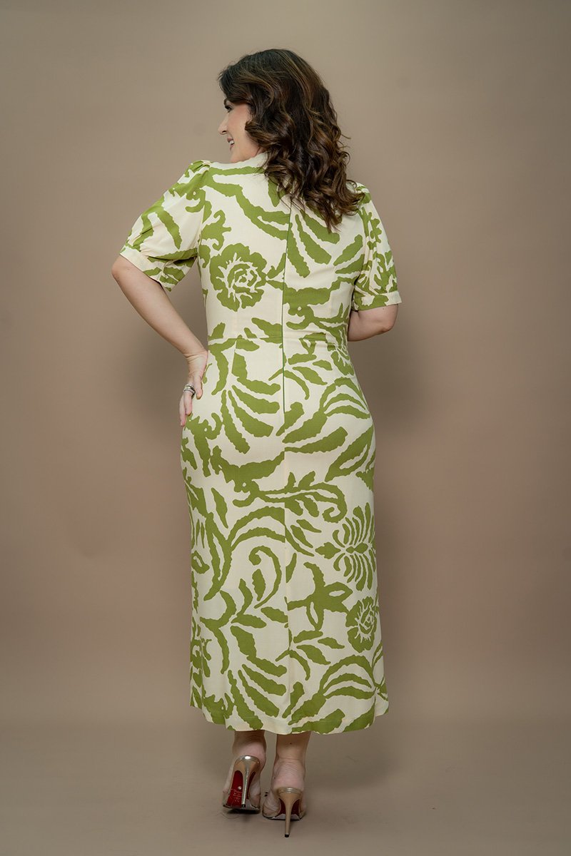 Chemise Kauly Midi Crepe Rayon Barra Ondulada Forro Separado