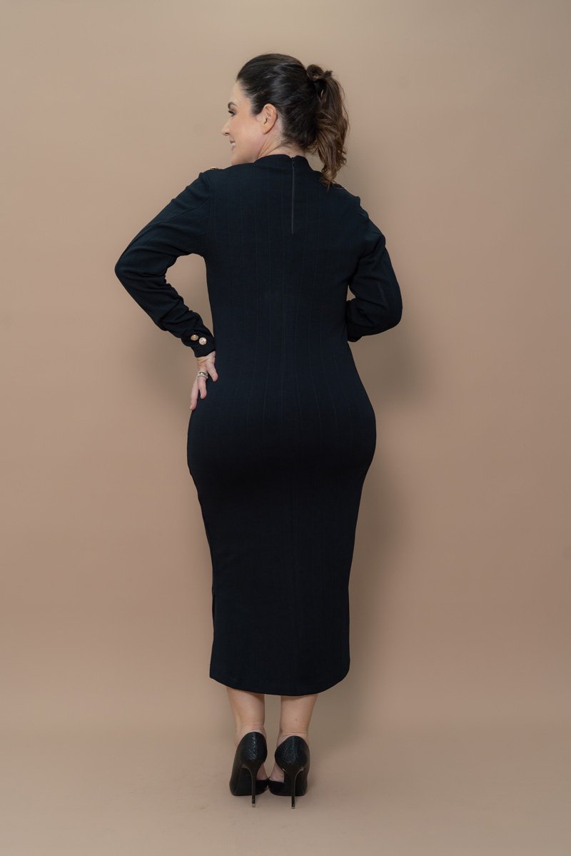 Vestido Luciana Pais Max Plissado Crepe Cinto