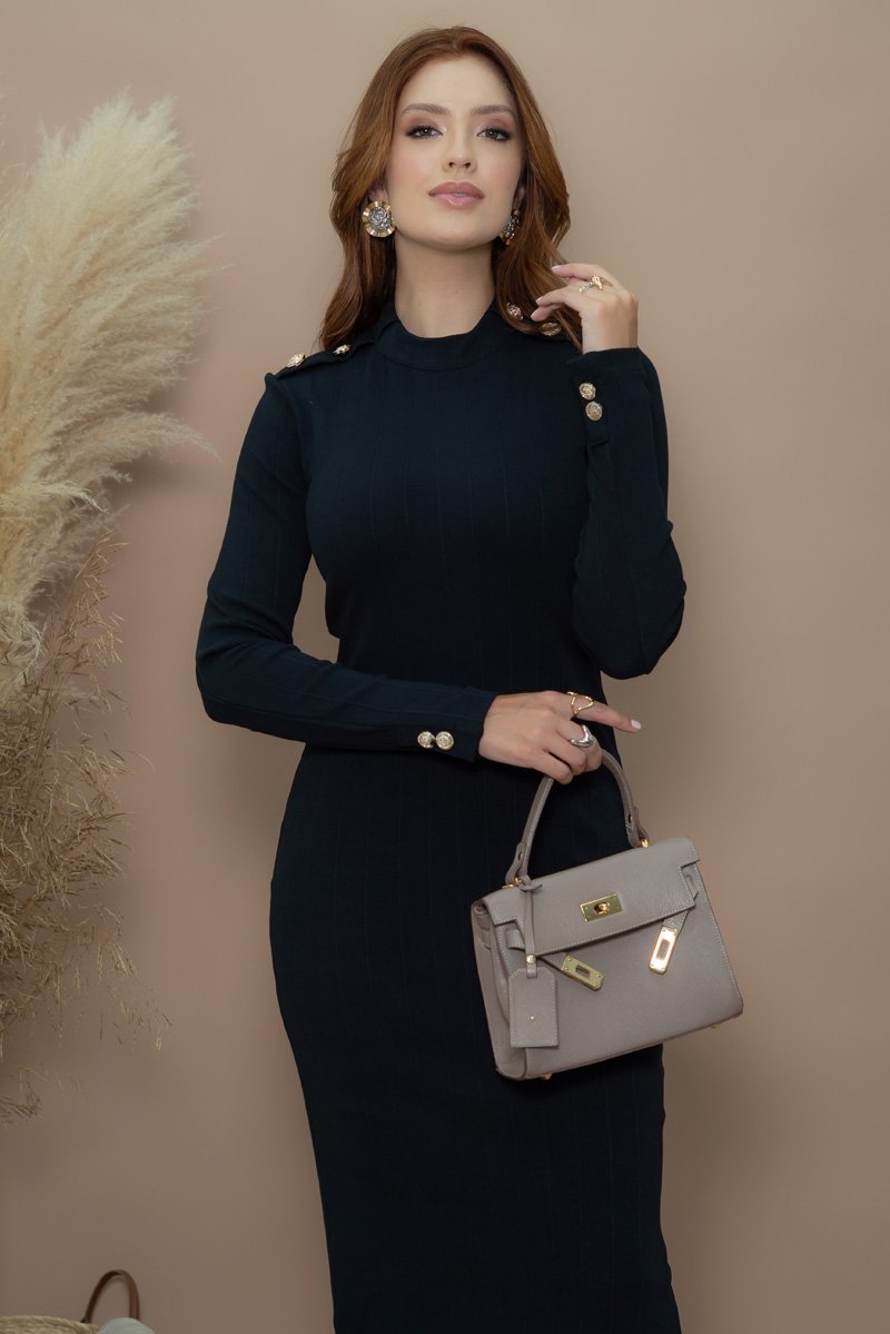 Vestido Luciana Pais Max Plissado Crepe Cinto